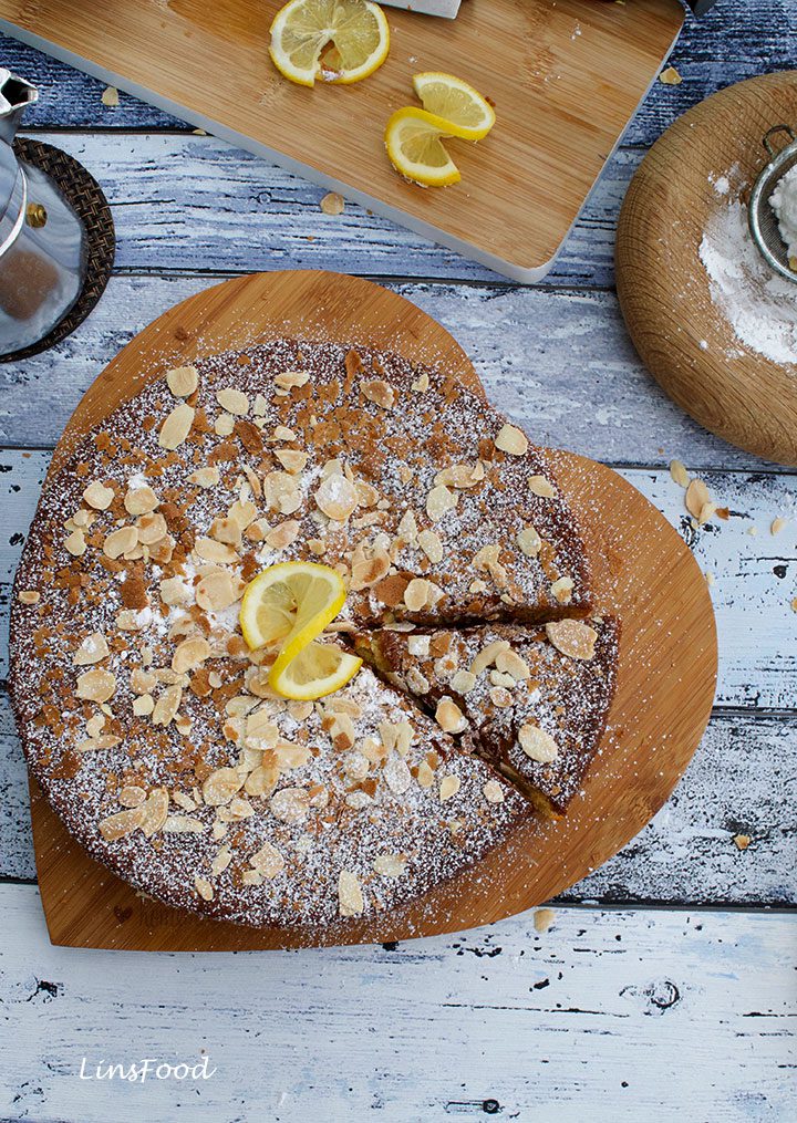 Torta Caprese Bianca al Limone (Italian Almond, White Chocolate and Lemon Cake)