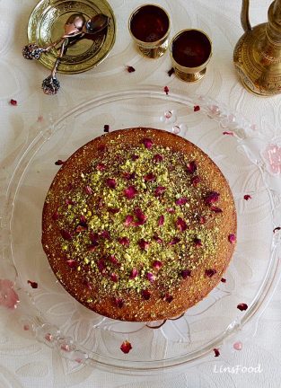 Semolina Cake with Rose Water and Pistachios